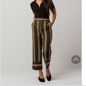 Olive, Wide legged cropped pants
